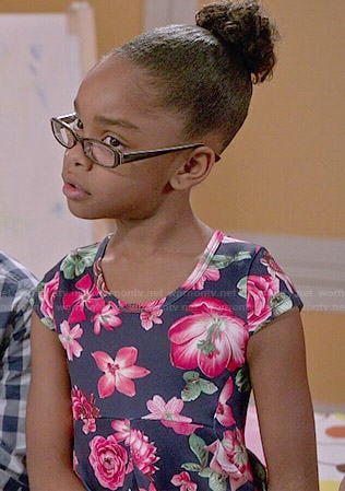 Diane's navy and pink floral dress on Black-ish