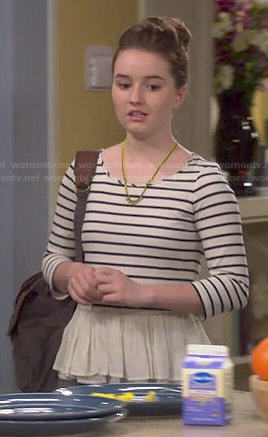 Eve’s striped top with ruffled hem on Last Man Standing