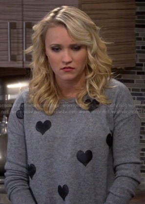 WornOnTV: Gabi’s grey sweater with leather hearts on Young and Hungry ...