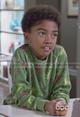 Jack's green dinosaur print pajamas on Black-ish