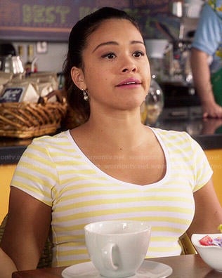 Jane's yellow striped tee on Jane the Virgin