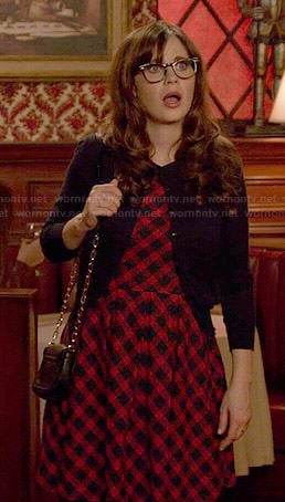 Jess's red gingham checked dress on New Girl