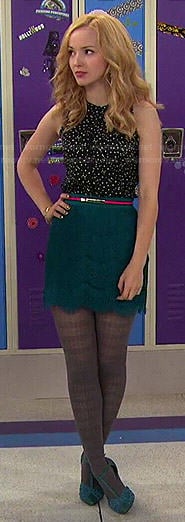 Liv's dotted top and teal lace skirt on Liv and Maddie