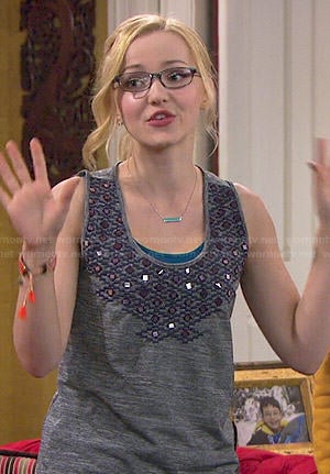 Maddie’s grey mirror embellished top on Liv and Maddie