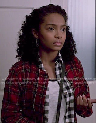 Zoey's red plaid jacket and black and white checked shirt on Black-ish