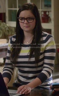Alex’s navy and neon yellow striped sweater on Modern Family