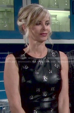 Ashley's embellished leather top on The Young and the Restless