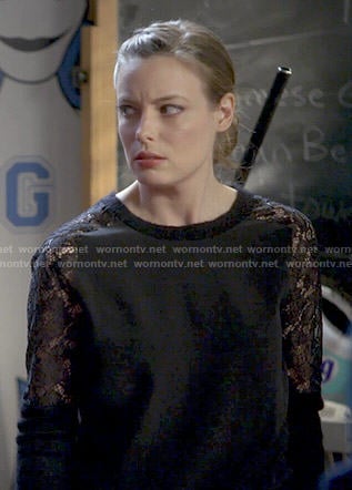 Britta's black lace sleeve sweater on Community