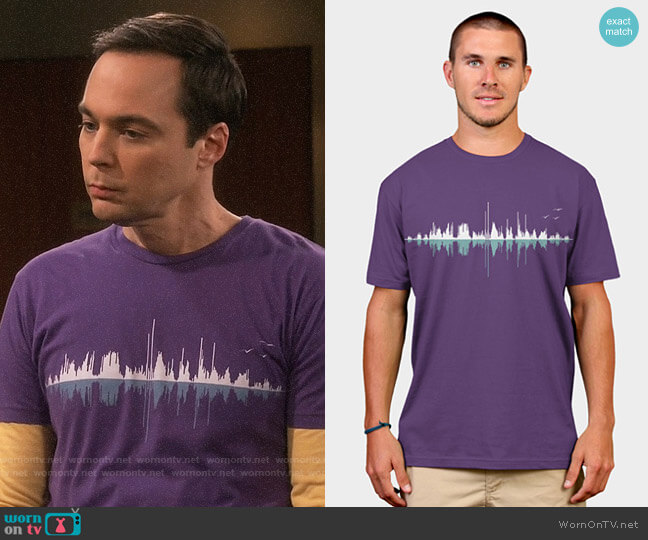 Design by Humans Music City Tee in Purple worn by Sheldon Cooper (Jim Parsons) on The Big Bang Theory