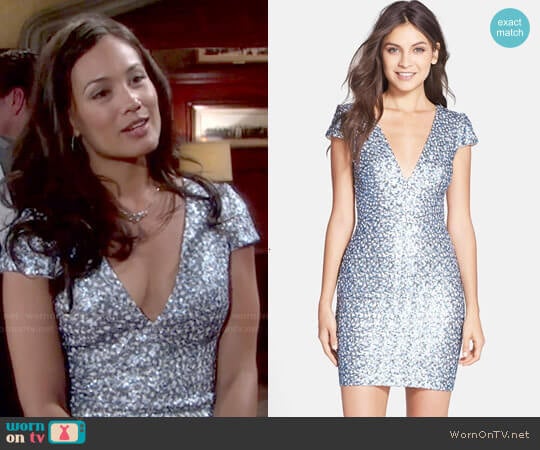 Dress the Population Zoe Sequin Dress in Slate worn by Gwen on The Young and the Restless