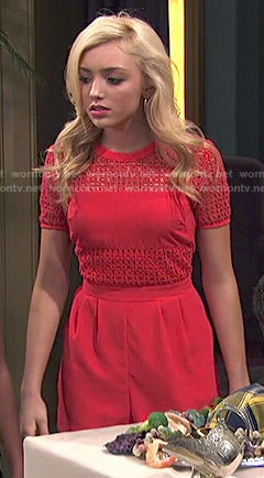 Emma's red eyelet top and shorts on Jessie