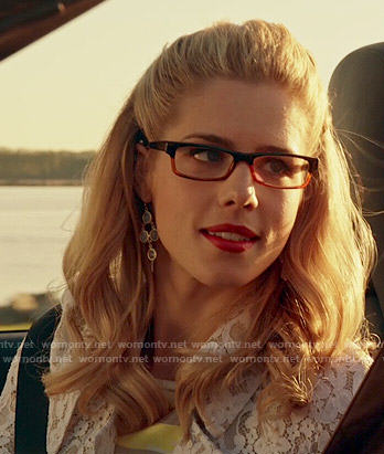 Felicity's white lace coat on Arrow