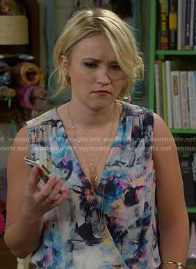 Gabi's abstract printed romper on Young and Hungry