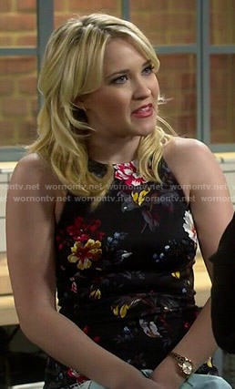 Gabi’s black floral dress on Young and Hungry