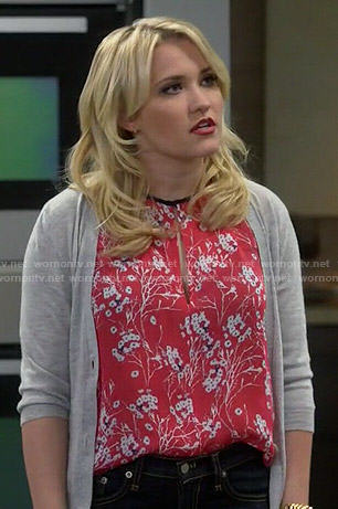 Gabi’s red floral top on Young and Hungry