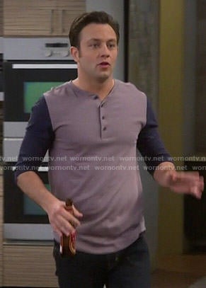 Josh's two tone henley tee on Young and Hungry