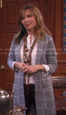 Kate’s grey checked coat on Days of our Lives