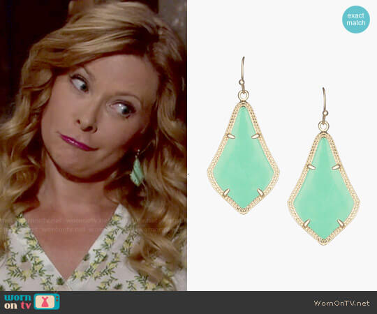 Kendra Scott Alex Earrings in Gold Seafoam worn by Kelly on The Young and the Restless