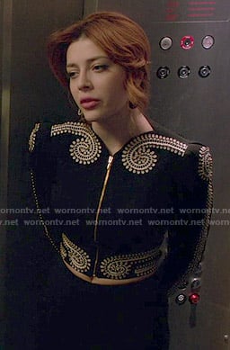 Louise's black embroidered jacket on Revenge