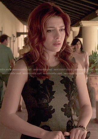 Louise’s grey dress with black lace sides on Revenge