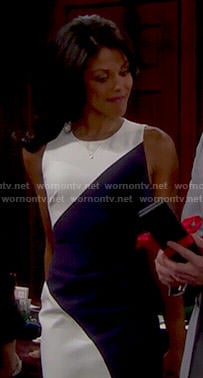 Maya's white and navy colorblock dress on The Bold and the Beautiful