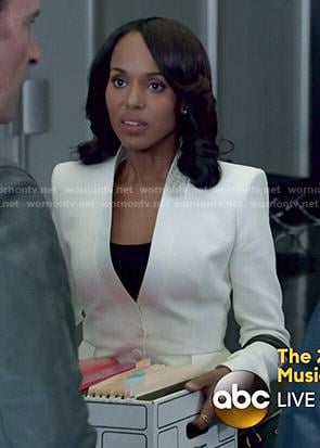 Olivia’s white blazer with dotted trim on Scandal