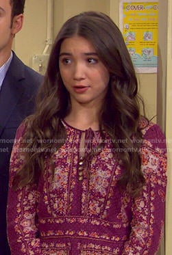 Riley’s purple floral long sleeve dress on Girl Meets World