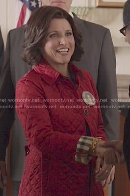 Selina’s red quilted jacket on Veep