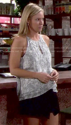 Sharon’s layered keyhole top on The Young and the Restless