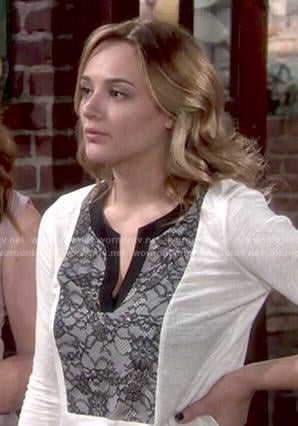 Summer’s white lace front top on The Young and the Restless