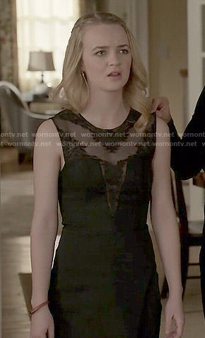 Taylor’s black illusion dress on Finding Carter