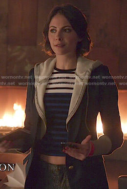 Thea’s striped top and hoodie/blazer on Arrow
