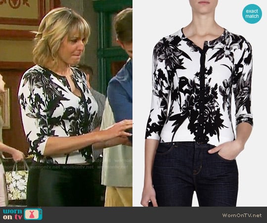 Karen Millen Flower Print Cardigan worn by Nicole Walker (Arianne Zucker) on Days of our Lives