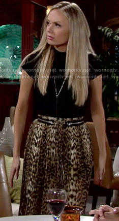 Abby's leopard print maxi skirt on The Young and the Restless