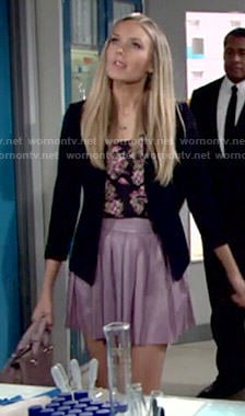 Abby's purple pleated leather skirt on The Young and the Restless