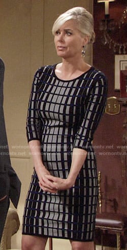 Ashley’s grey checked long sleeve dress on The Young and the Restless