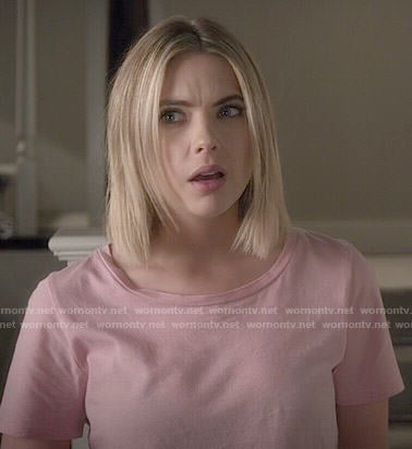 Hanna's pink cropped tee on Pretty Little Liars
