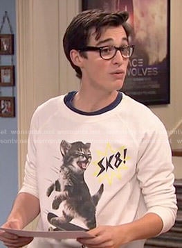 Joey's SK8 cat sweatshirt on Liv and Maddie