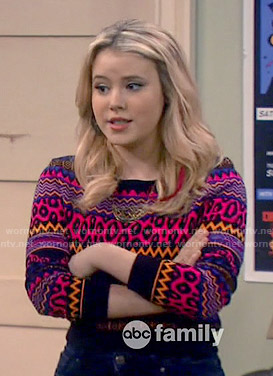 Lennox’s multi colored leopard and chevron print sweater on Melissa and Joey