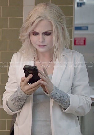 Liv’s grey embroidered cuff top on iZombie