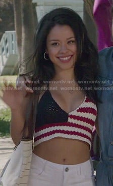 Mariana's crochet flag crop top on The Fosters