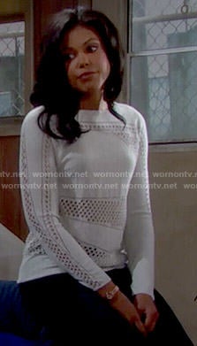 Maya's off-white perforated sweater on The Bold and the Beautiful