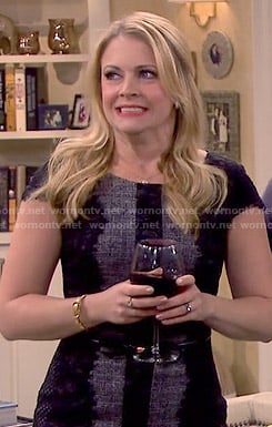 Mel’s grey dress with black lace stripe on Melissa and Joey