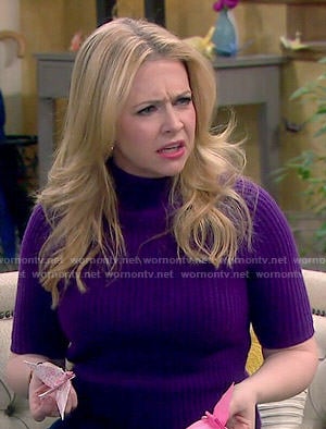 Mel’s purple high neck sweater on Melissa and Joey