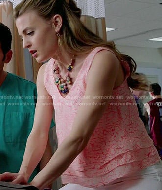 Paige's crack printed layered top on Royal Pains