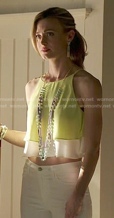 Paige's yellow layered crop top on Royal Pains