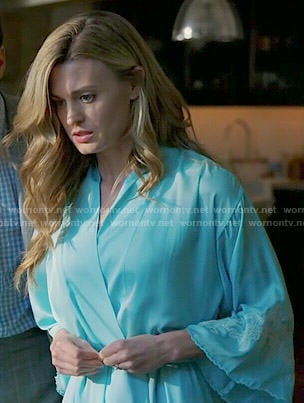 Paige's blue lace trim robe on Royal Pains