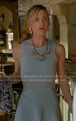 Paige's blue mesh panel dress on Royal Pains