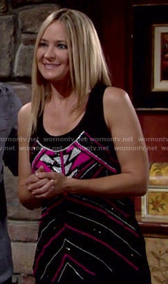 Sharon's black and pink beaded tank top on The Young and the Restless