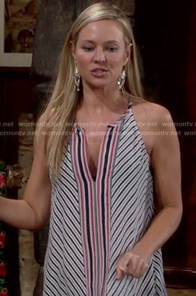 Sharon's diagonal striped top on The Young and the Restless